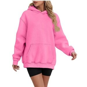 Oversized Pink Hoodie | Fleece Sweatshirt Bubblegum Pink | Size Medium